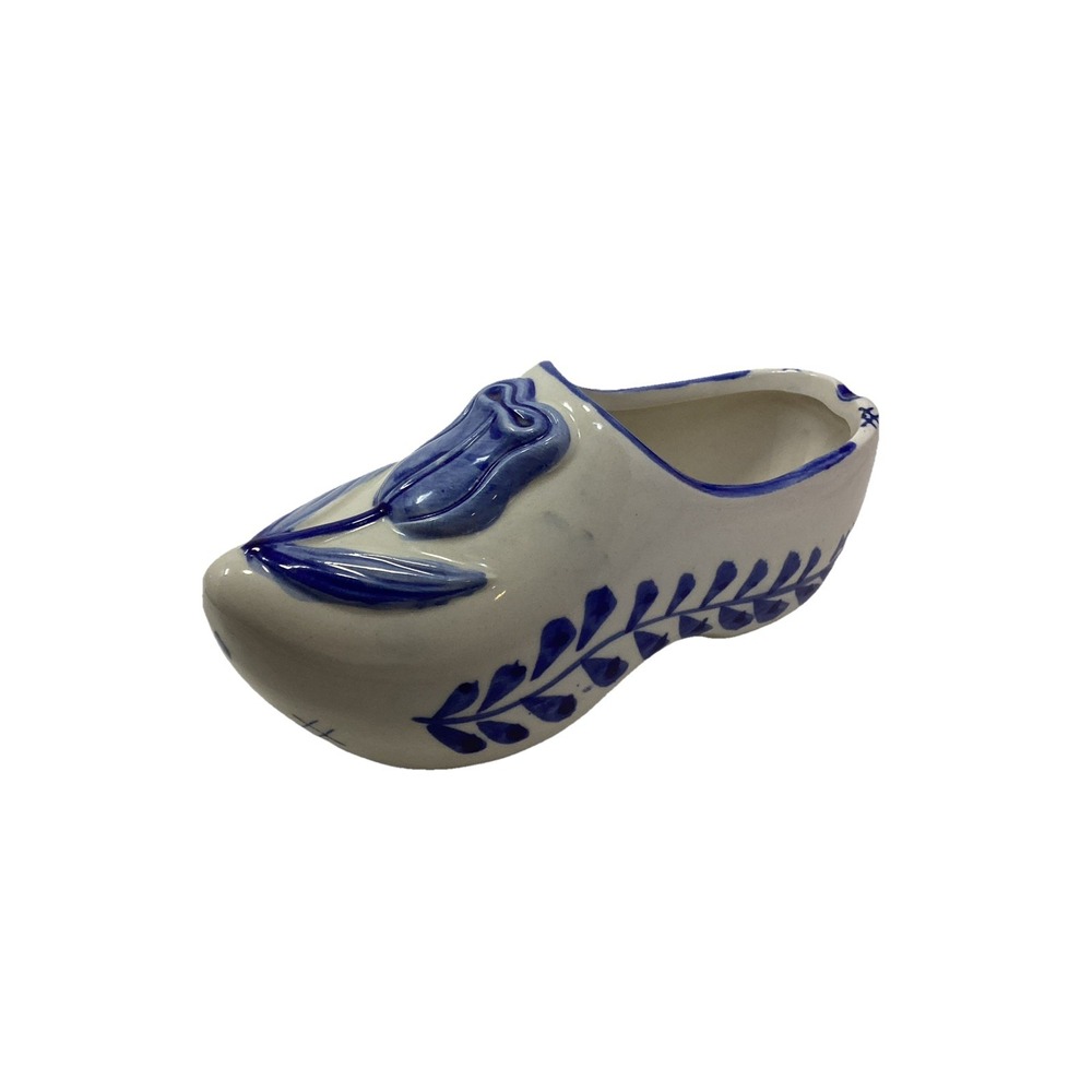 Vintage Delft Hand Painted Ashtray Tulip Clog Souvenir Holland 010064 6.5"